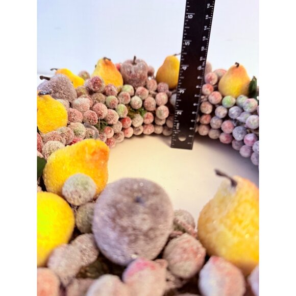 Frosted Sugared Fruit Wreath Artificial Home Decor VTG Centerpiece By Valerie - Picture 10 of 15